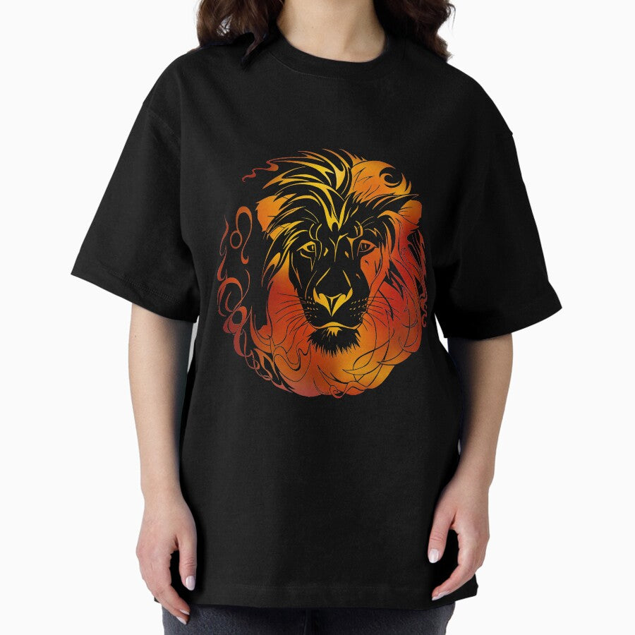 Leo Line Art Oversized T-Shirt