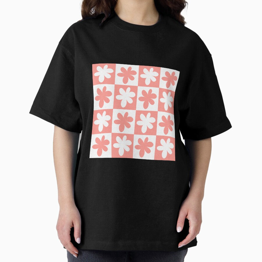 Pink Flower Retro Oversized T-Shirt