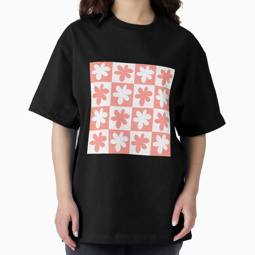 Pink Flower Retro Oversized T-Shirt