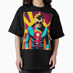 90's inspired comic art, resting superhero Oversized T-Shirt