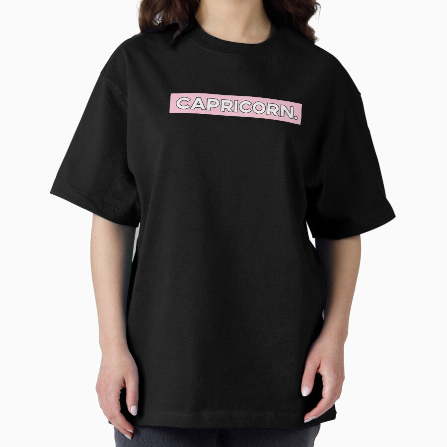 Pink and Black Capricorn Oversized T-Shirt