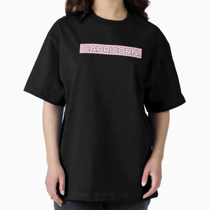 Pink and Black Capricorn Oversized T-Shirt