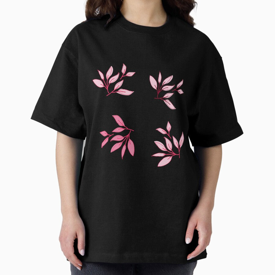 Retro pink flower pattern Oversized T-Shirt