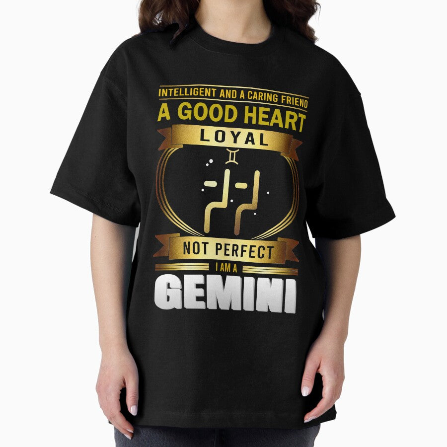 Golden Gemini Zodiac Sign Oversized T-Shirt