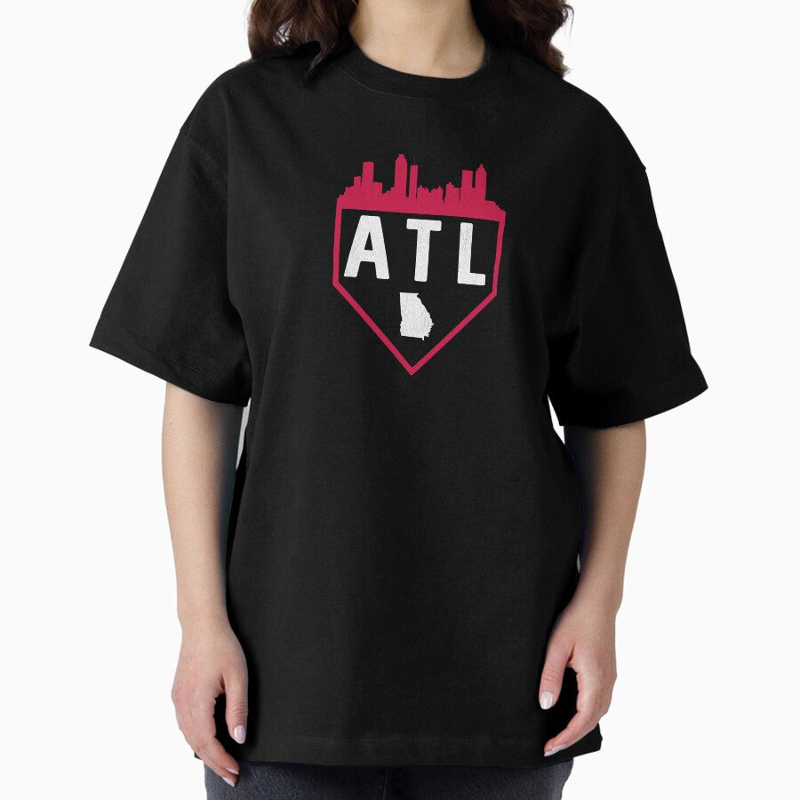 Atlanta Baseball Home Plate Vintage Atl Skyline Oversized T Shirt