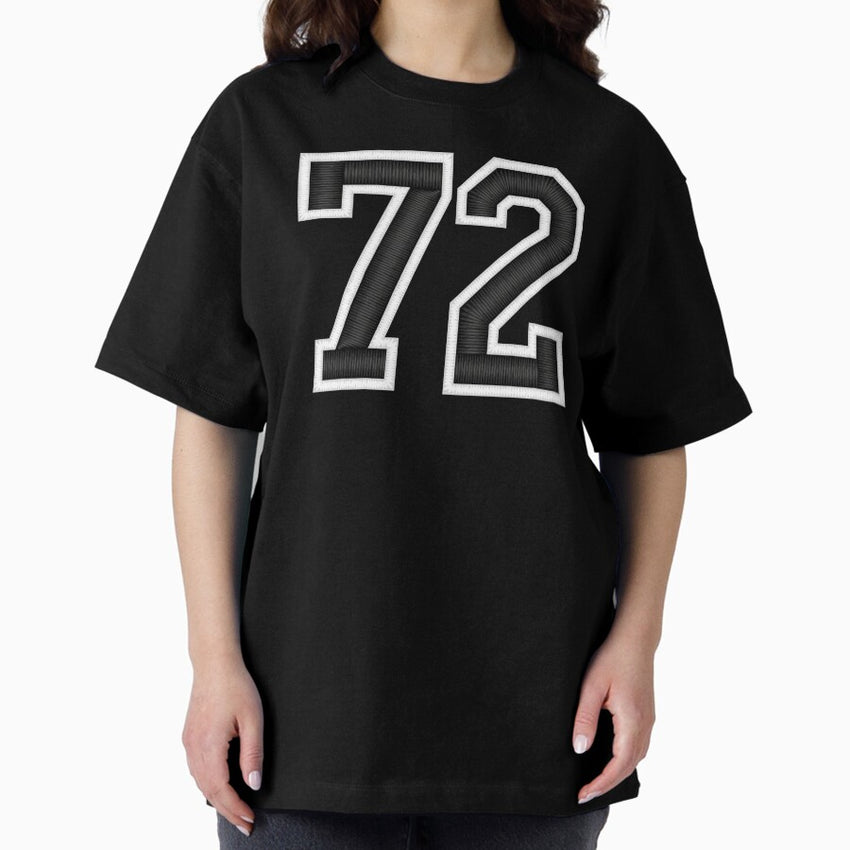 72 Black Jersey Sports Number seventy-two Football 72 Oversized T-Shirt