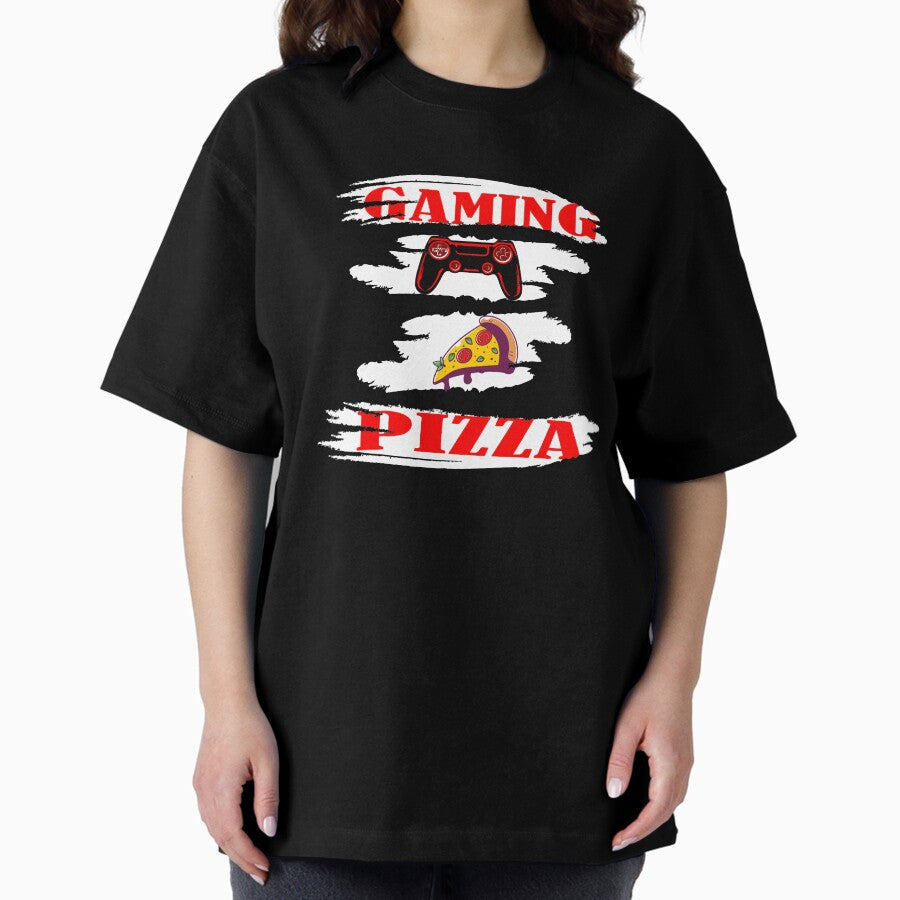 Gamer Games Gaming Video Games Pizza Gambling Oversized T-Shirt