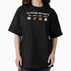Action Sports - Run - Pass - Jump - Catch (w/images) Oversized T-Shirt