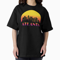 Atlanta Skyline with Retro Sunset Oversized T-Shirt