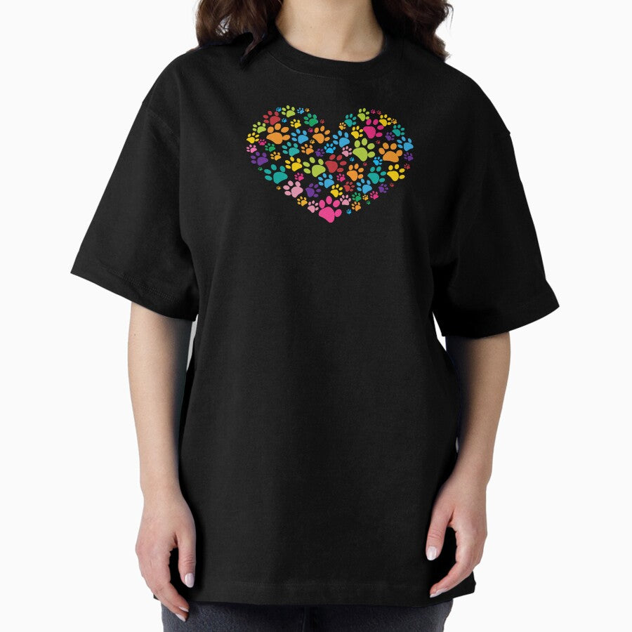 Colorful paw prints Oversized T-Shirt