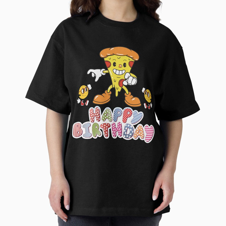 Happy Birthday Funny Melting Ice Cream Cone Oversized T-Shirt