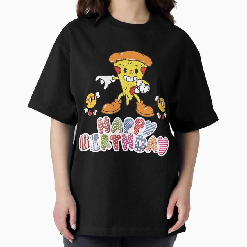 Happy Birthday Funny Melting Ice Cream Cone Oversized T-Shirt