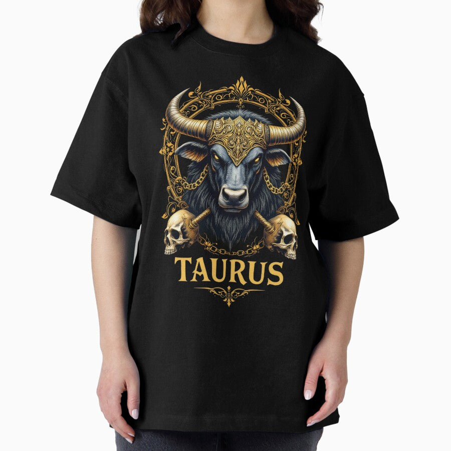Artistic Zodiac Sign Taurus Oversized T-Shirt