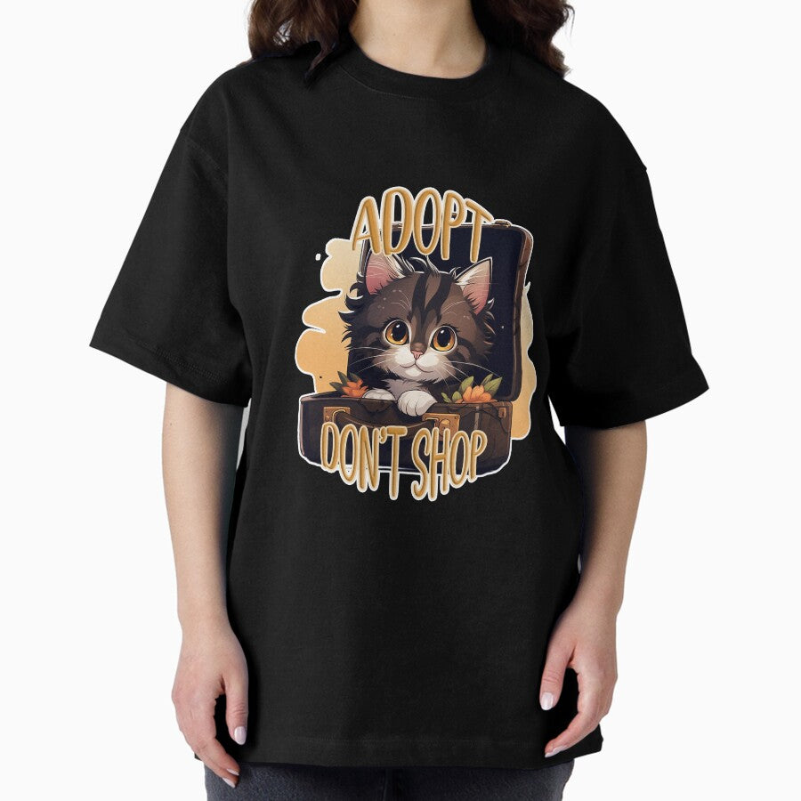 Adopt Dont Shop Cat In A Suitcase Oversized T Shirt