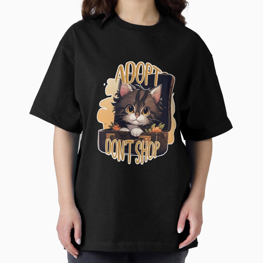 Adopt Dont Shop Cat In A Suitcase Oversized T Shirt