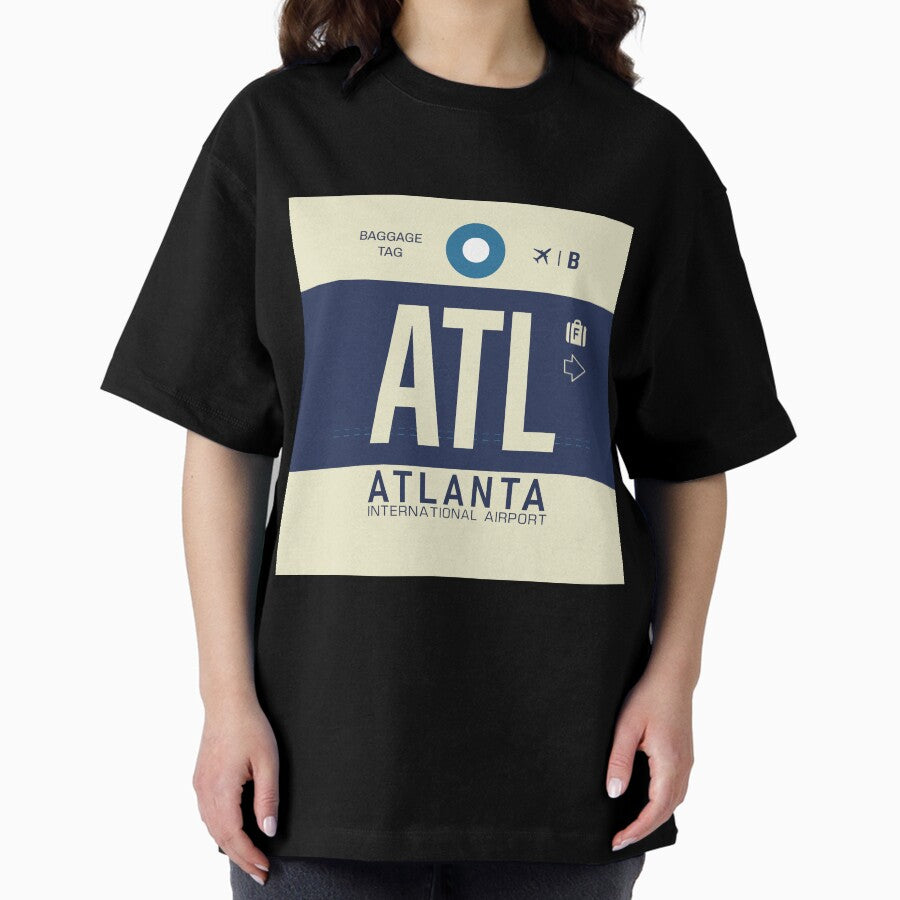 Atlanta Atl Luggage Tag Airport Atlanta Oversized T Shirt