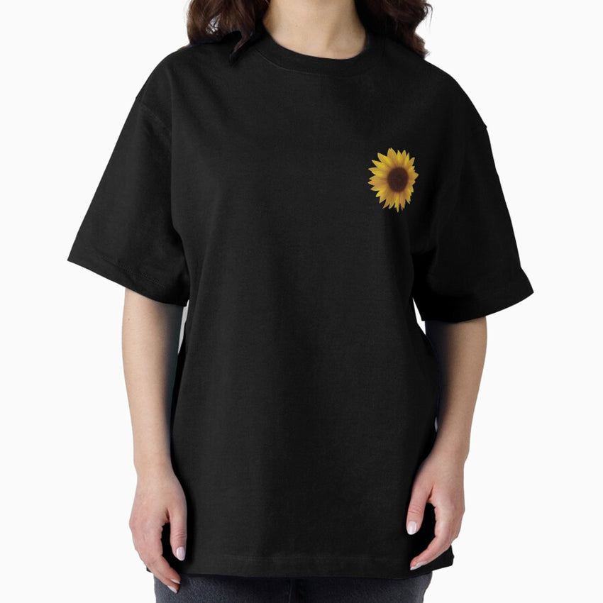 Flower Pretty Yellow Sunflower Sticker Oversized T-Shirt