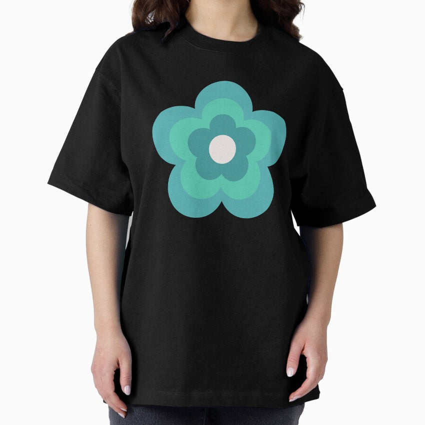 Simple Green Flower Oversized T-Shirt