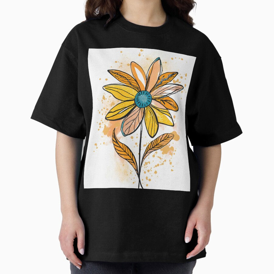 abstract wind flower boho Oversized T-Shirt