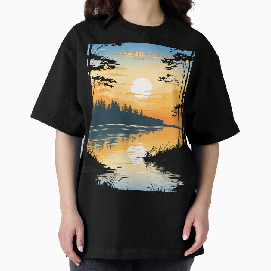 Lake Minnetonka Minnesota Splendor Travel Poster Illustration Oversized T-Shirt