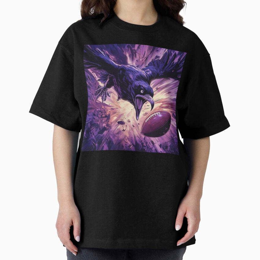 A Baltimore Raven going after the ball. Oversized T-Shirt