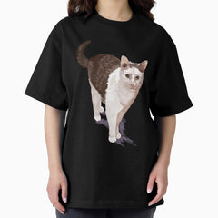 Martini full body - grey spotted cow cat portrait Oversized T-Shirt
