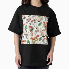 Beautiful Mushroom Kingdom Botanical Garden White Nightgarden Oversized T-Shirt