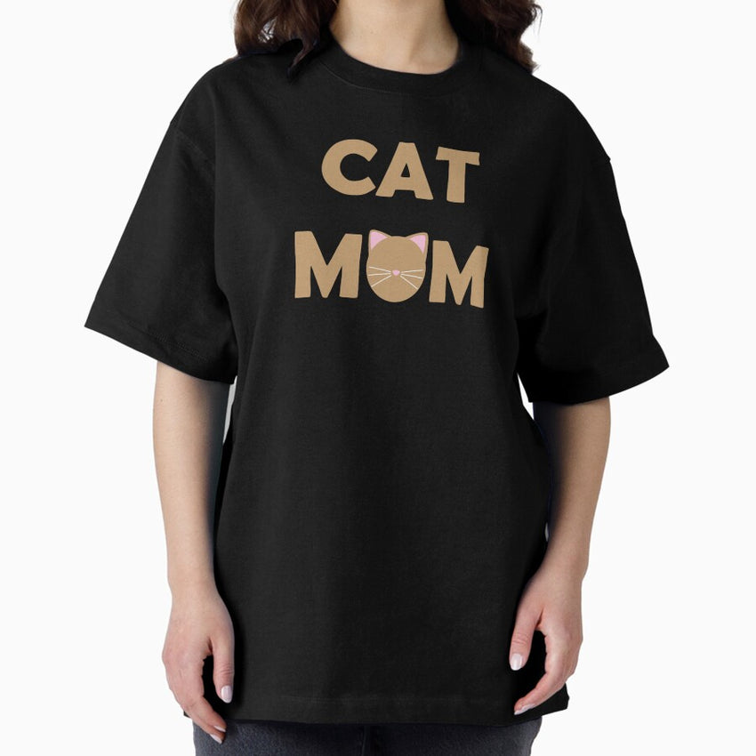 Cat Mom (Camel Brown) Oversized T-Shirt