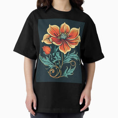 Whimsical Bloom: Art Nouveau-Inspired Floral Oversized T-Shirt