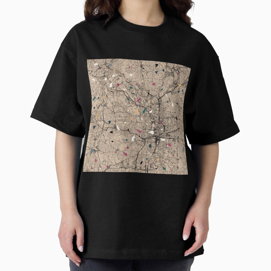 Atlanta Usa Terrazzo City Map Collage Oversized T Shirt
