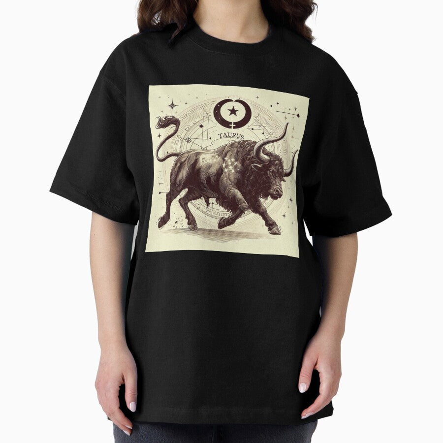 Taurus Vintage – Retro Zodiac Art Oversized T-Shirt