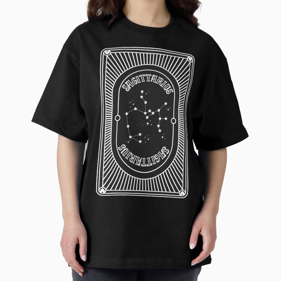 Sagittarius Zodiac Tarot Print Oversized T-Shirt