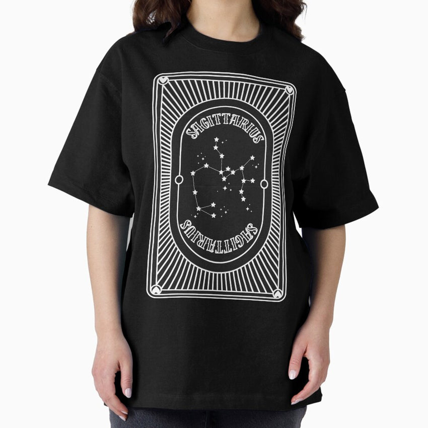 Sagittarius Zodiac Tarot Print Oversized T-Shirt