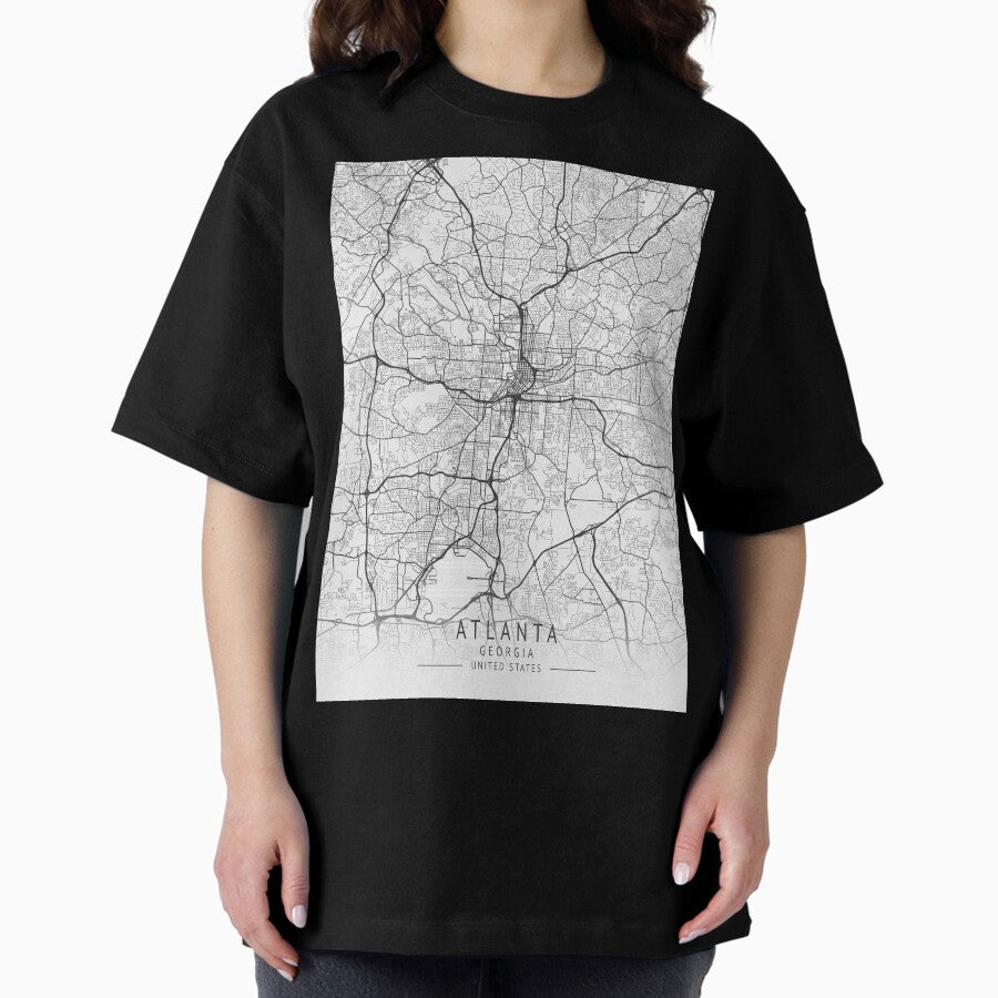 Atlanta Georgia Us Gray City Map Oversized T Shirt