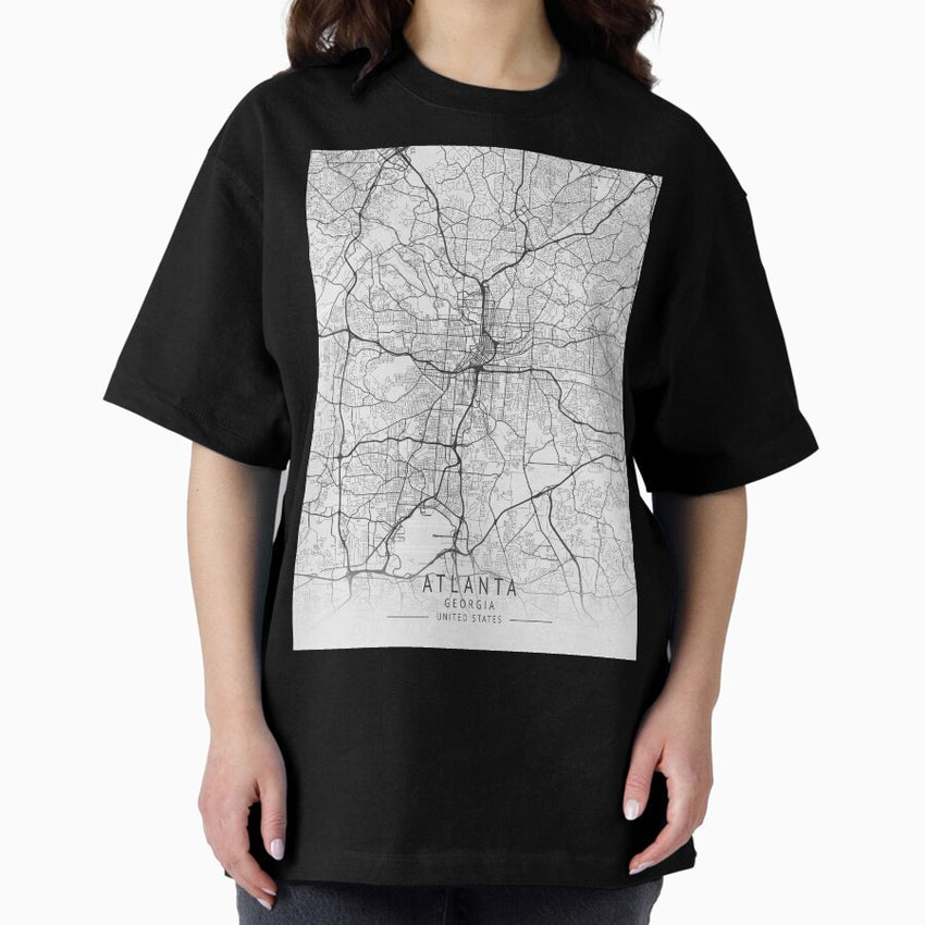 Atlanta Georgia Us Gray City Map Oversized T Shirt