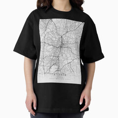 Atlanta Georgia Us Gray City Map Oversized T Shirt