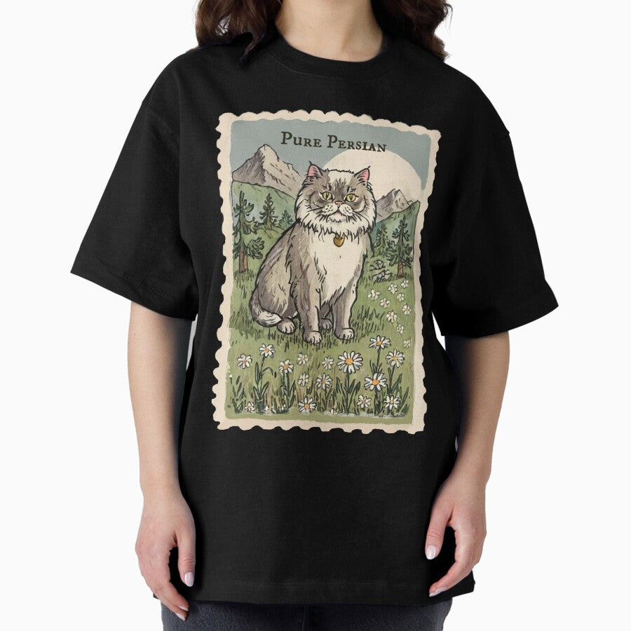 Cutest Persian Cat Mom Mountaineering Forever New York Oversized T-Shirt