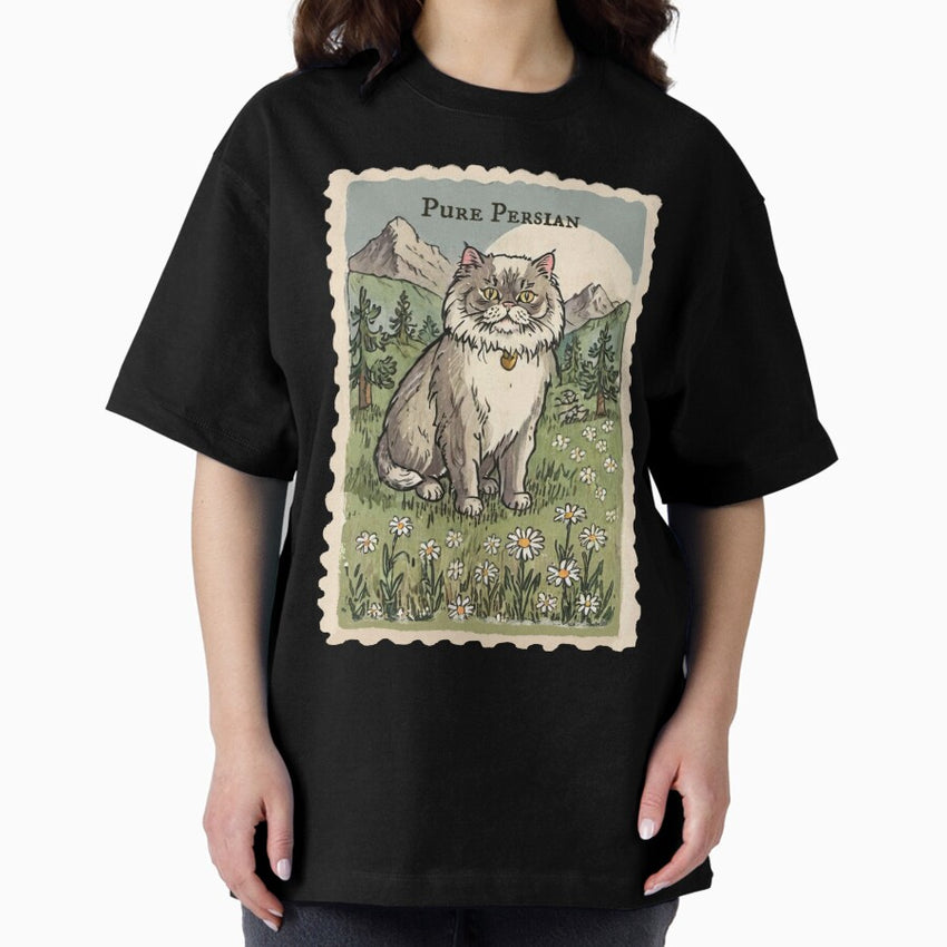 Cutest Persian Cat Mom Mountaineering Forever New York Oversized T-Shirt