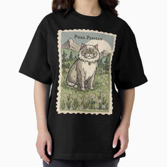 Cutest Persian Cat Mom Mountaineering Forever New York Oversized T-Shirt