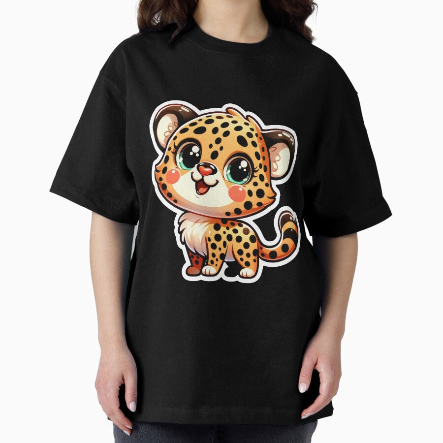 Cheetah Critter Cove Cute Animal Stickers A Splash Of Forest Frolics And Underwater Whimsy Oversized T Shirt