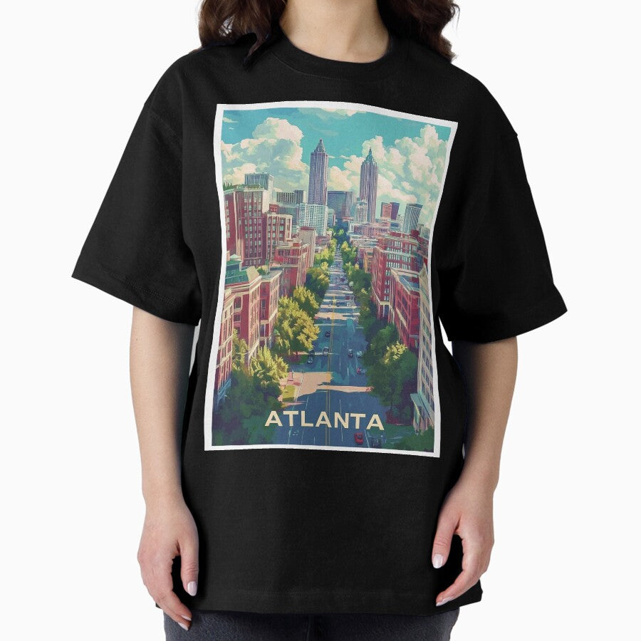Atlanta Travel Poster Perfect Gift For Travel Enthusiasts Vintage Style Wall Art Usa Wall Art For Home Decor Atlanta Print Oversized T Shirt