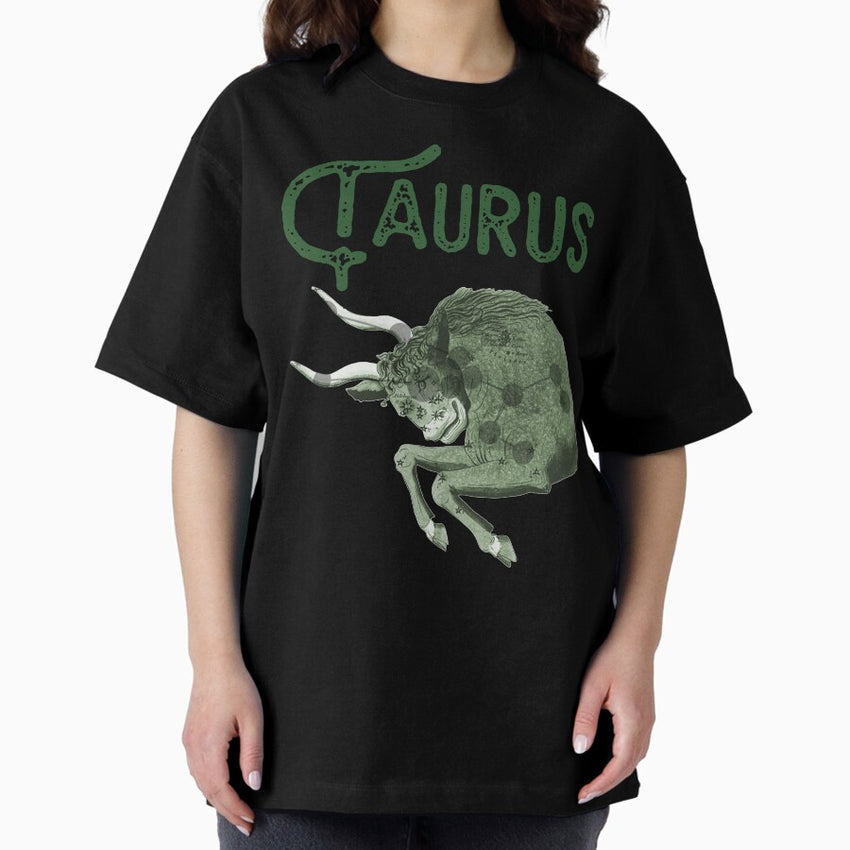 Taurus ))(( Astrological Sign Zodiac Constellation Design Oversized T-Shirt