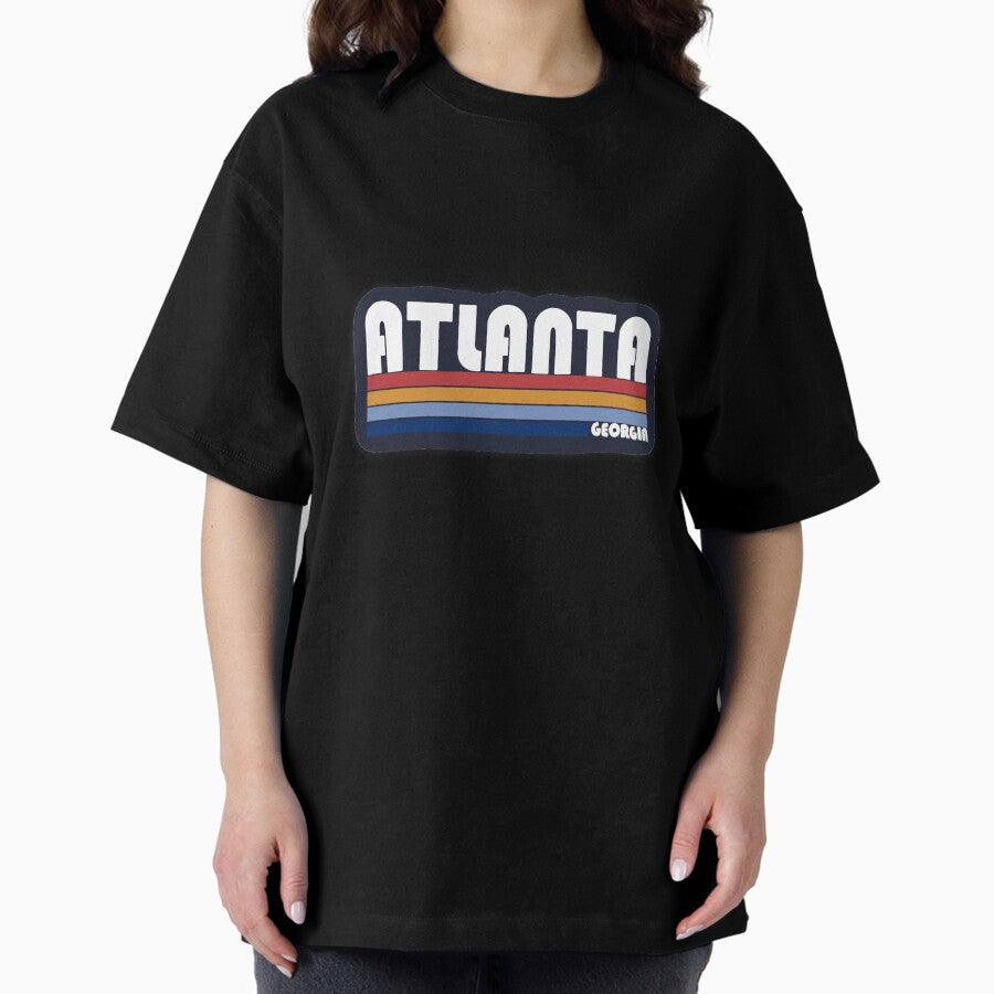 Atlanta Georgia Colorful Sticker Oversized T Shirt