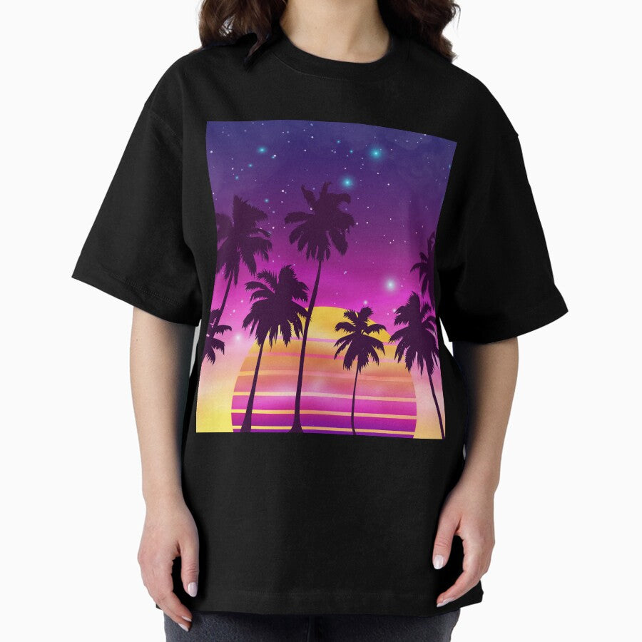 Incredibly Vibrant Sunset Synthwave Oversized T Shirt