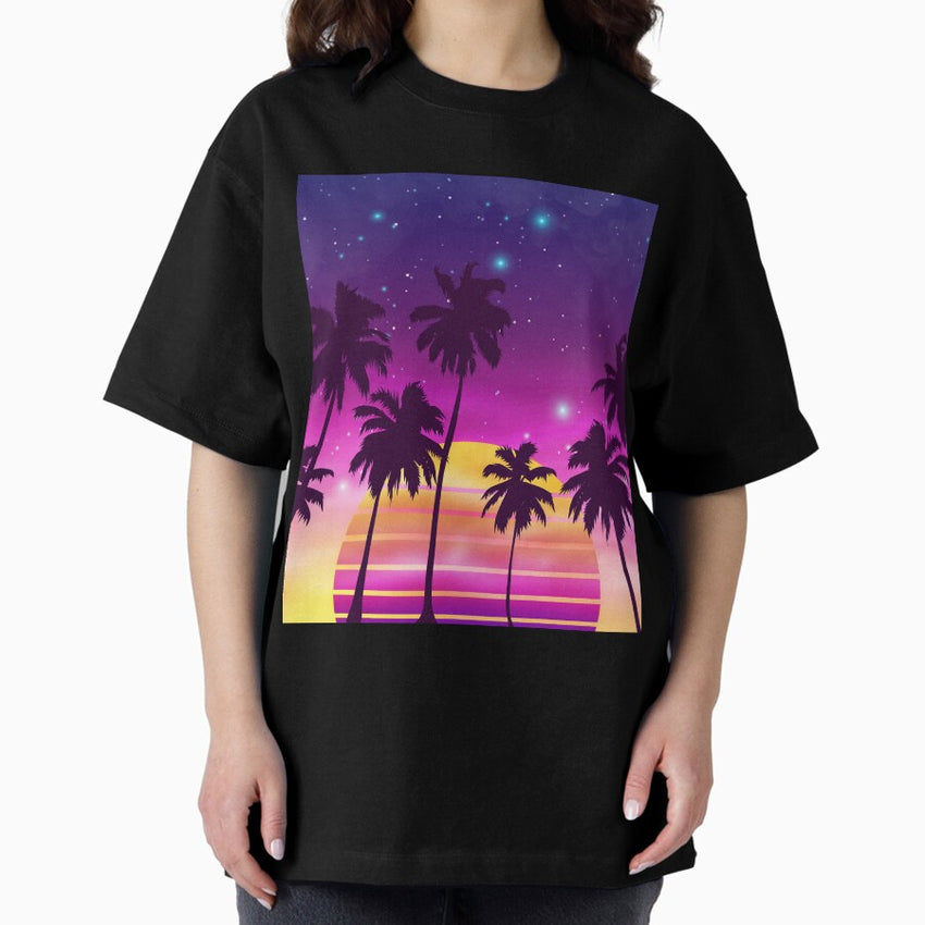 Incredibly Vibrant Sunset Synthwave Oversized T Shirt