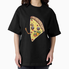 Foodie Sticker - Cute Food Character Oversized T-Shirt