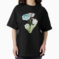 Abstract Flowers With Adorable Bee Oversized T Shirt