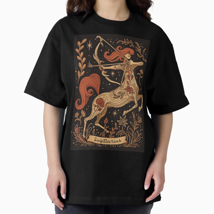 Sagittarius – Celestial Zodiac Art Print Oversized T-Shirt