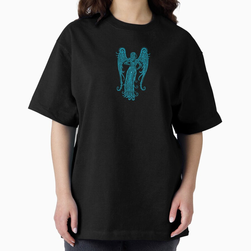 Blue Virgo Zodiac Sign in the Stars Oversized T-Shirt