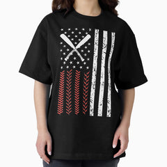 Baseball American Flag US Sports Oversized T-Shirt